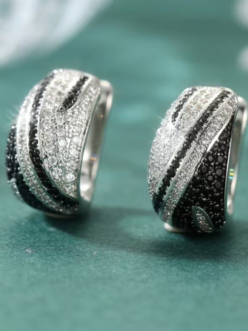 925 Silver Womens 2ct Black Onyx Gemstone 1ct Diamond Hoop Earrings New Jewelry